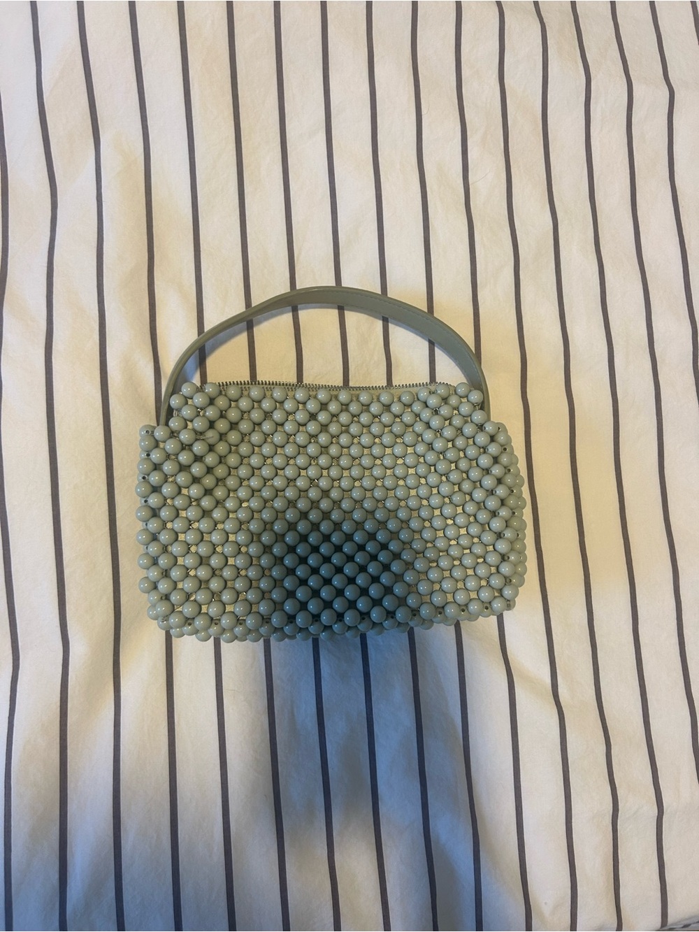 Zara Beaded Top-Handle Bag in Sage Green